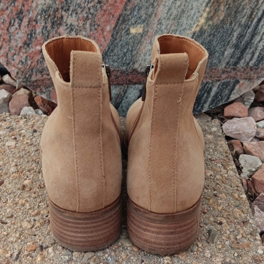 Lucky Brand Prenma tan suede leather booties women's ankle boots sz 8 - Picture 6 of 9